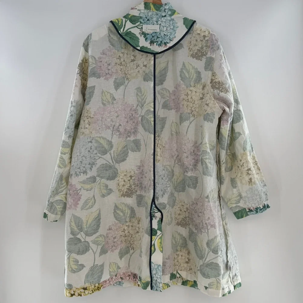 Anthropologie By Anthropologie A+ Mellie Hydrangea Swing Raincoat Blue Floral - Picture 4 of 15